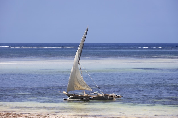 Barco à vela em diana beach, quênia, áfrica