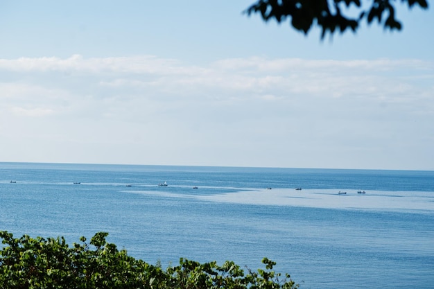 Barcos de peixe no mar Vista panorâmica