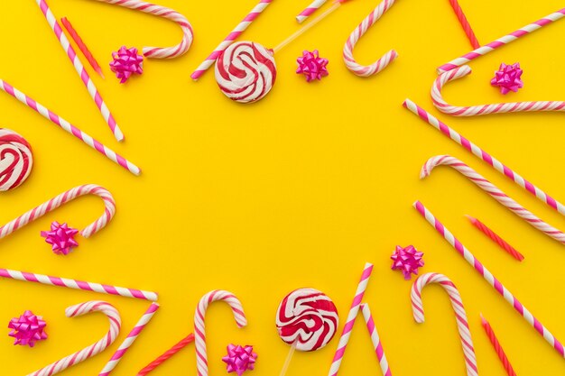 Bastões de doces com espaço de cópia