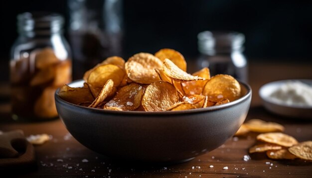 Batatas fritas caseiras crocantes perfeição frita gerada por IA