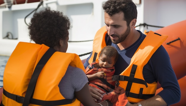 Foto grátis bebê recém-nascido salvo da crise migratória