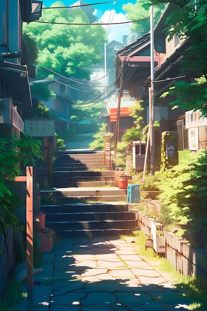 Foto grátis bela cena de desenho animado de paisagem de anime