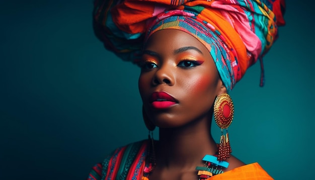 Foto grátis bela jovem africana em turbante tradicional gerado por ia