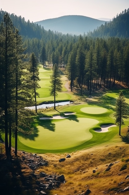 Foto grátis bela paisagem de campo de golfe