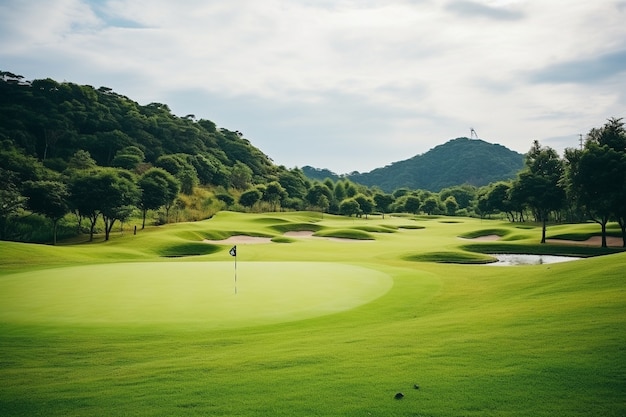 Foto grátis bela paisagem de campo de golfe