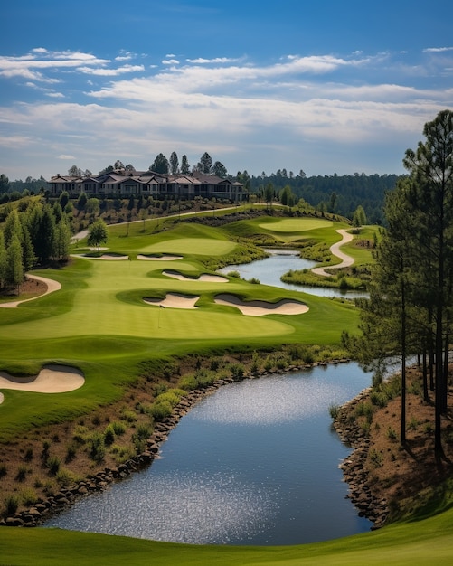 Foto grátis bela paisagem de campo de golfe