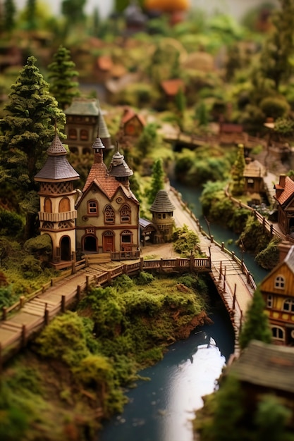 Bela paisagem de fantasia medieval com cidade