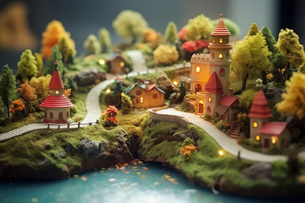 Bela paisagem de fantasia medieval com cidade