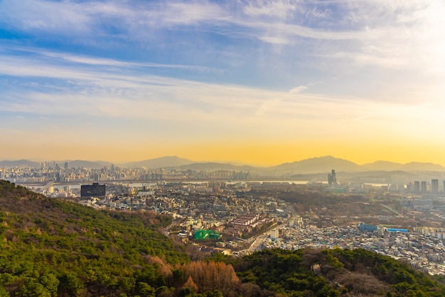 Bela paisagem e paisagem urbana da cidade de Seul