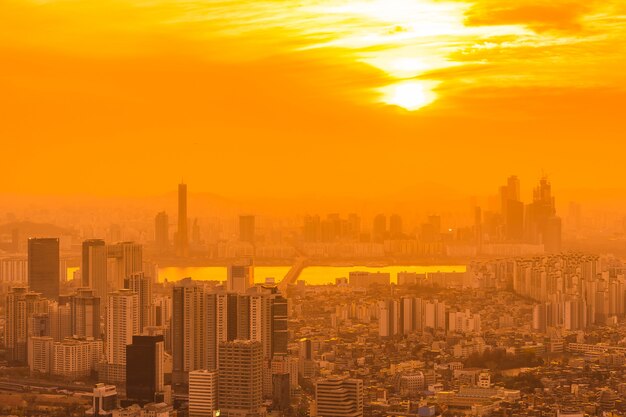 Bela paisagem e paisagem urbana da cidade de Seul