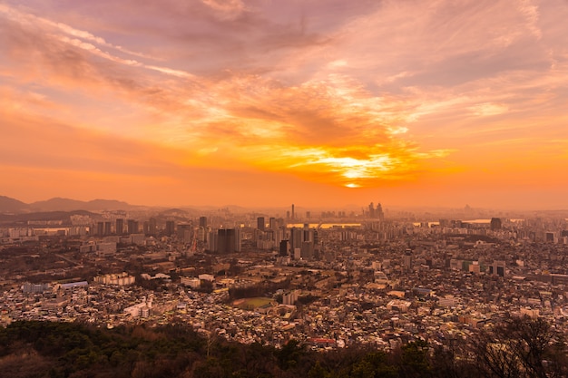 Bela paisagem e paisagem urbana da cidade de Seul