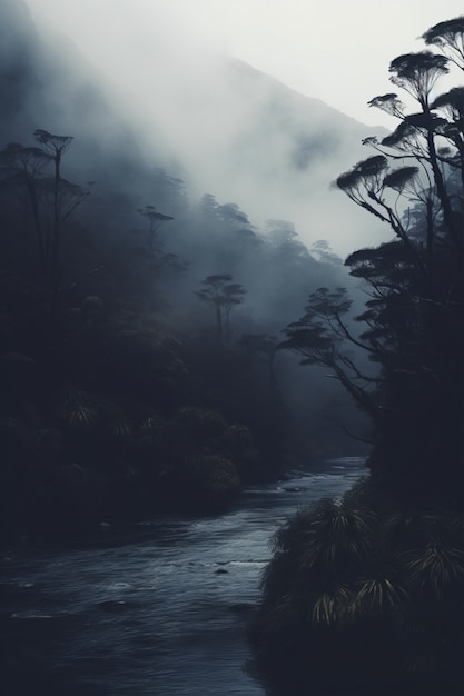 Foto grátis bela paisagem natural com rio e vegetação