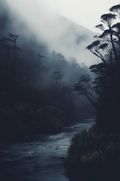 Bela paisagem natural com rio e vegetação