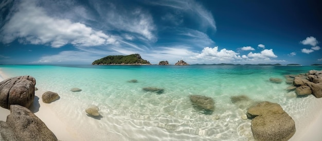 Bela praia com areia branca imagem gerada por ia