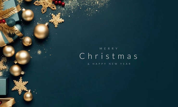 Foto grátis bela saudação de natal em fundo azul com copyspace