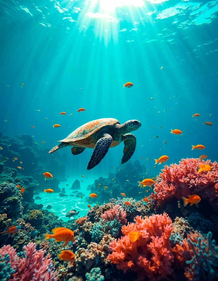 Foto grátis bela vida marinha com animais aquáticos