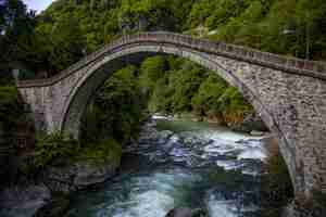 Foto grátis bela vista da ponte capturada na aldeia arhavi kucukkoy, turquia