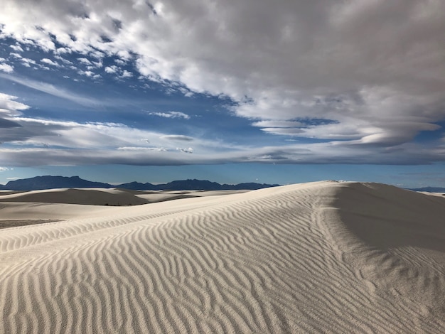 Bela vista do deserto coberto de areia varrida pelo vento no Novo México