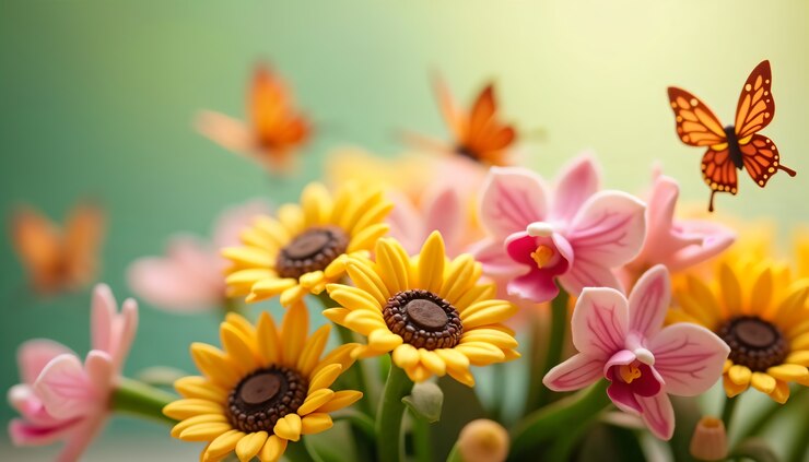 Foto grátis belas flores em 3d em close-up