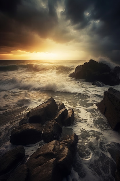 Foto grátis belas ondas à beira-mar