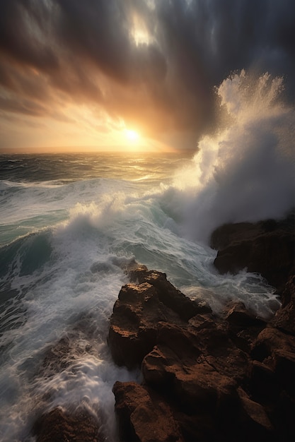 Foto grátis belas ondas à beira-mar