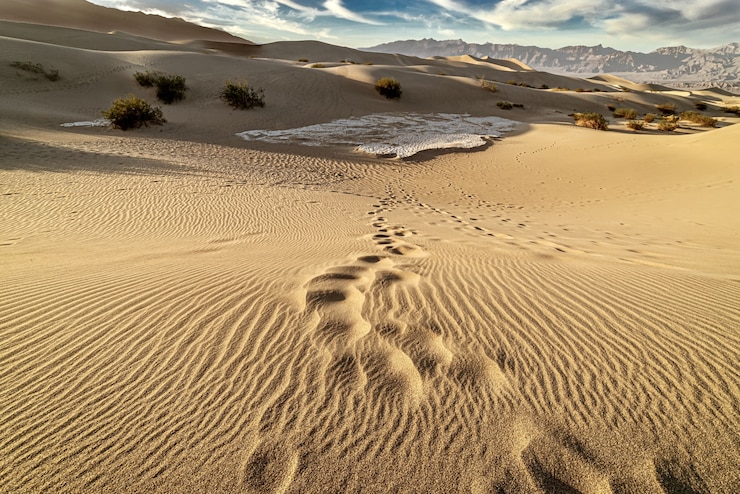 Foto grátis belas paisagens das dunas de areia plana de mesquite, vale da morte, califórnia