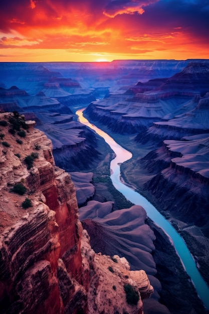 Foto grátis belas paisagens de desfiladeiros que atravessam rios