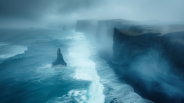 Foto grátis belas paisagens naturais com praia de areia preta e oceano