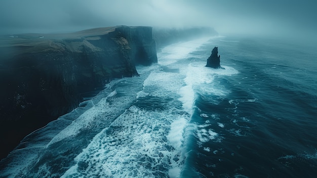 Foto grátis belas paisagens naturais com praia de areia preta e oceano