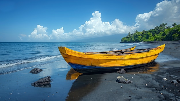 Foto grátis belas paisagens naturais com praia de areia preta e oceano