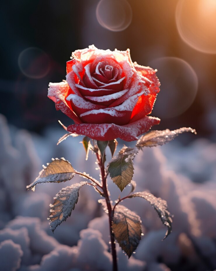 Foto grátis belas rosas congeladas ao ar livre