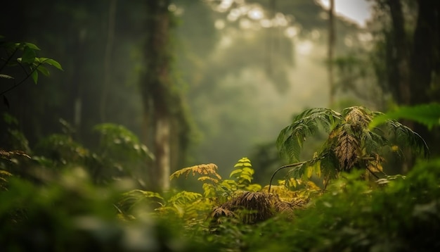 Beleza da floresta tropical na natureza ao nascer do sol gerada por ia