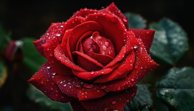 Beleza na natureza, uma pétala rosa molhada gerada por IA