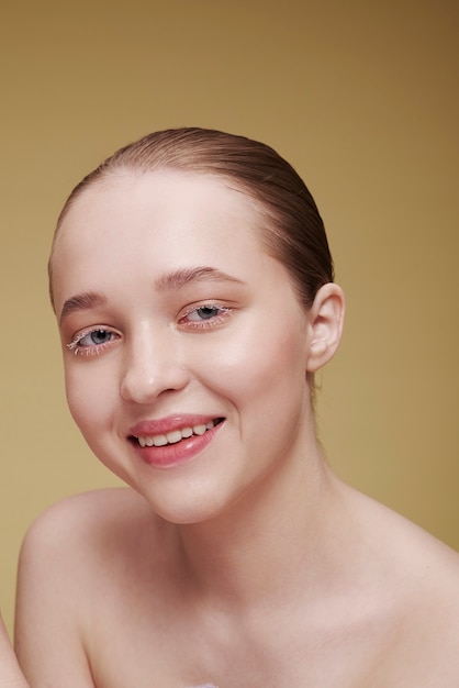 Beleza, retrato, de, mulher jovem