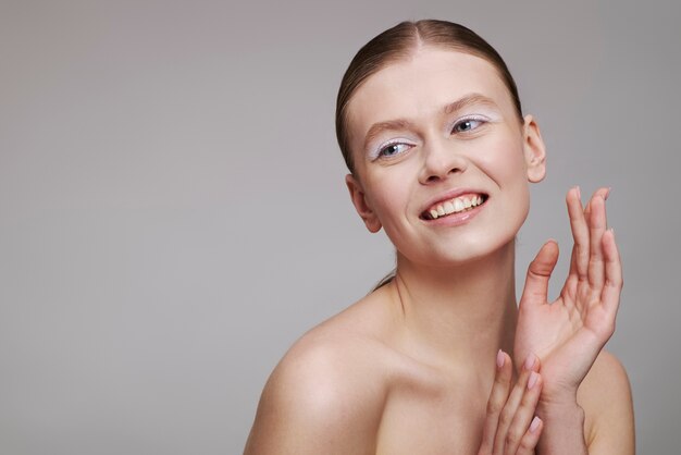 Beleza, retrato, de, mulher jovem