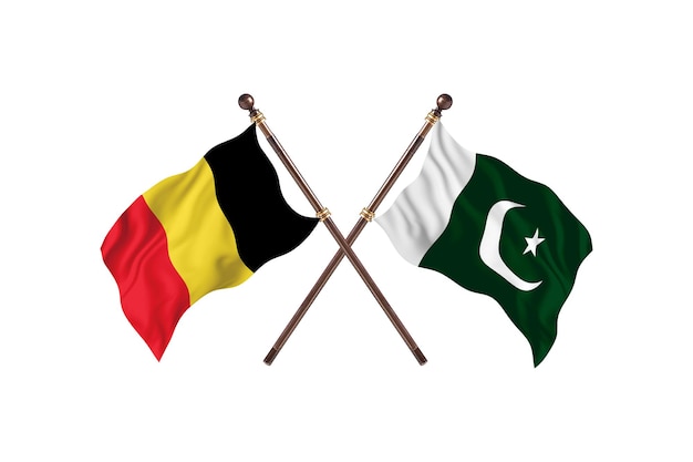 Bélgica versus paquistão fundo das bandeiras de dois países