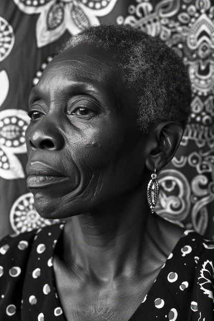 Foto grátis belíssima mulher africana retrato monocromático