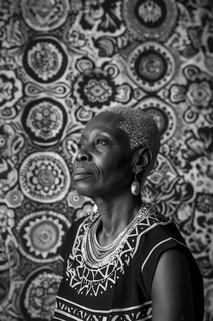 Belíssima mulher africana retrato monocromático