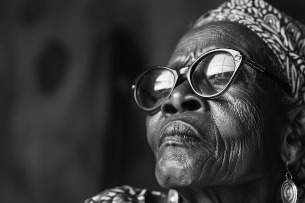 Foto grátis belíssima mulher africana retrato monocromático