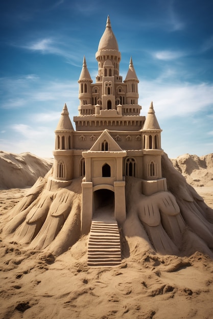 Foto grátis belo castelo de areia na praia