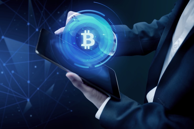 Foto grátis belo design de holograma de criptomoeda
