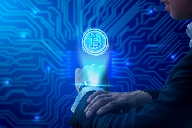 Belo design de holograma de criptomoeda