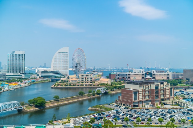 Foto grátis belo edifício e arquitetura no horizonte da cidade de yokohama