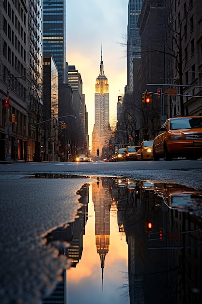 Foto grátis belo edifício empire state brilhante à noite