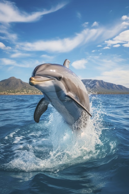 Foto grátis belo golfinho nadando