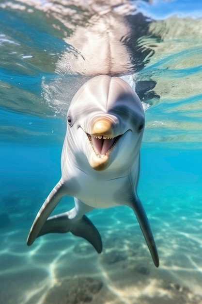 Foto grátis belo golfinho nadando