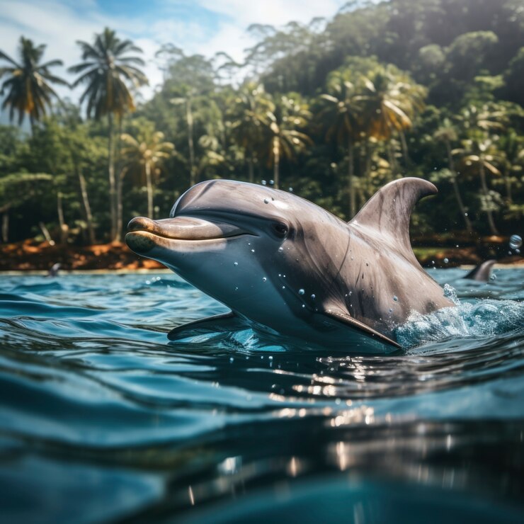 Foto grátis belo golfinho nadando