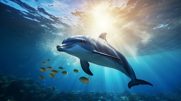 Belo golfinho nadando
