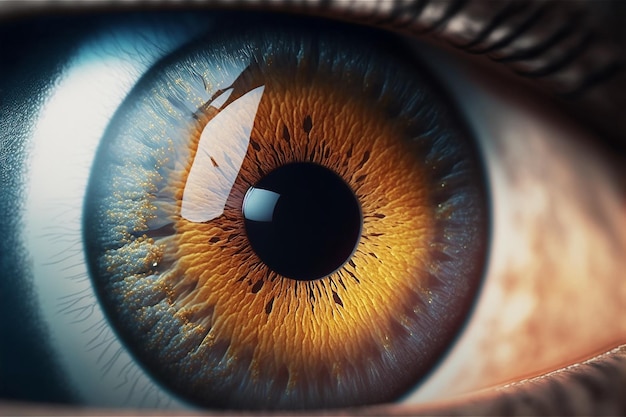 Belo zoom macro de olhos humanos com globo ocular e íris