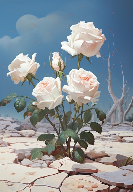 Foto grátis belos arranjos de flores de rosas em 3d